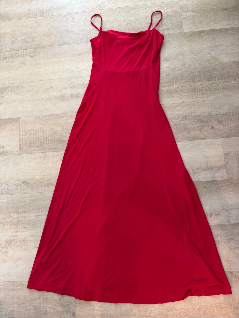 Ann Taylor Red Maxi Slip Dress with Spaghetti Straps